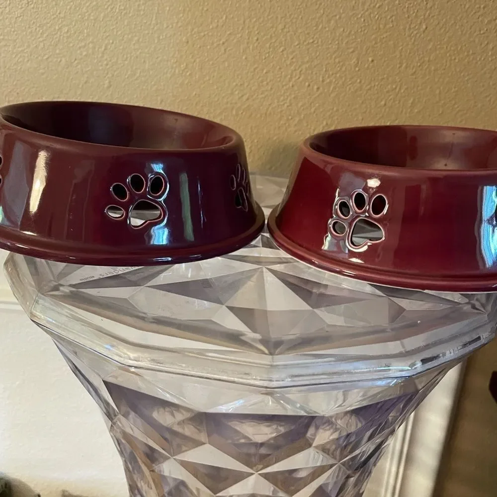 Top Paw Purple Plum Stoneware Dog Bowls